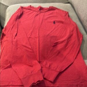 Red Long Sleeve Shirt with Logo